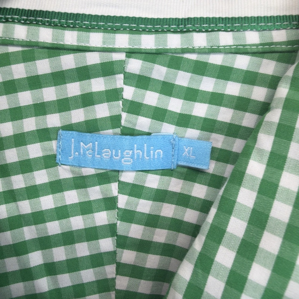 J McLaughlin Button Down Shirt Mens XL Green Gingham Long Sleeve Classic - Picture 3 of 8